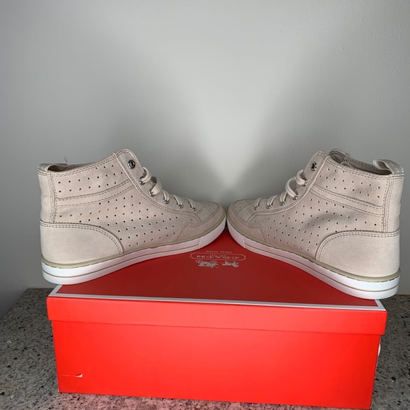 Coach Pita Hightop Suede Cream Sneakers Size 8 - Picture 4 of 5
